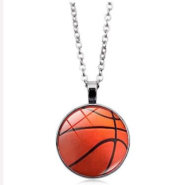 Imagem de BailingDS Novos acessórios para futebol, basquete, vôlei, tempo de pedra preciosa, colar com pingente feminino versátil moda suéter corrente, Metal, Sem Pedra Preciosa