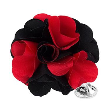 Imagem de Vittorio Vico Broche de lapela de flor premium de dois tons - lapela formal para homens, broche de flor, 2.5" (6.36CM), Poliéster, Não aplicável