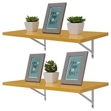 Imagem de Kit 2 Prateleiras 90 x 30cm Amarela Com Mão Francesa