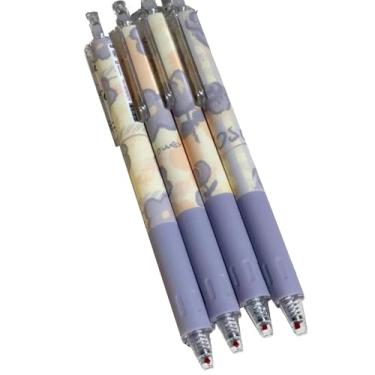 Imagem de Joucien 4 peças/caixa - 0,5 mm ST Head Speed Dry Smooth Press Caneta neutra padrão floral simples Caneta neutra - Ice Silk Mist Blue
