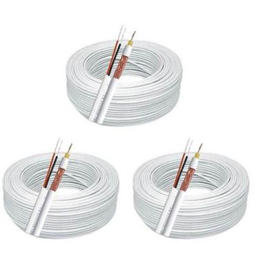 Imagem de 3 x Cabo Coaxial 4mm 80% Malha 100m Bipolar Câmera Segurança - Connect
