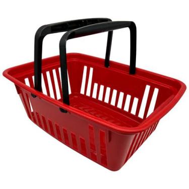 Imagem de Cesta de Mercado 8L com Alça Vermelha Feira Loja - Plasnew