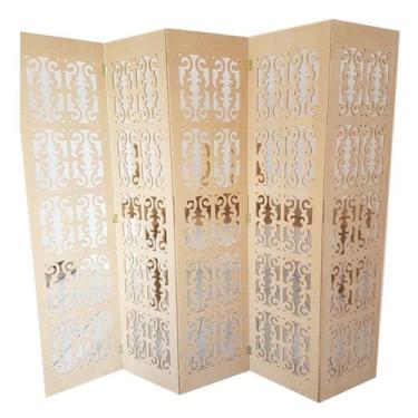 Imagem de Biombo 5 Folhas 215X180cm Mdf Modelo 2 Cru Vazado - Rosane Artes