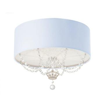 Imagem de Luminária Plafon Infantil Coroa Cúpula Azul bebê 50X15 3E27 - Tom Luz