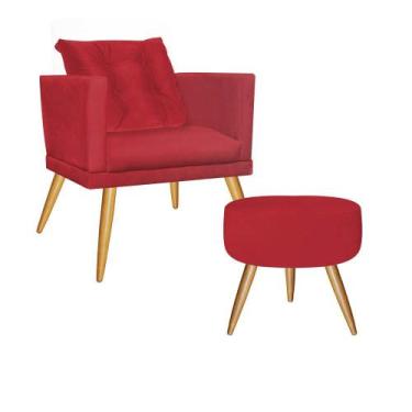 Imagem de Kit Poltrona Com Almofada e Puff Lucia Confort Sala Recepção Escritóri