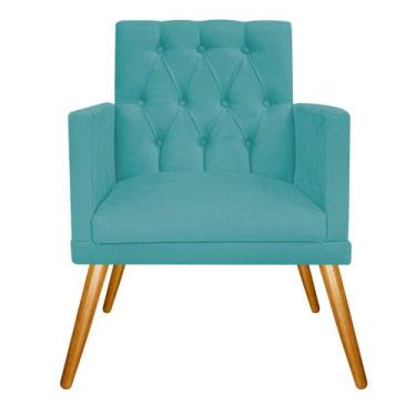 Imagem de Poltrona Decorativa Nanda Pés Palito Mel Sala de Espera Recepção Suede