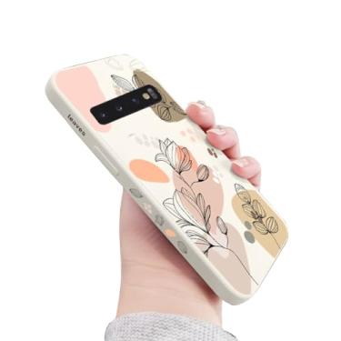 Imagem de Doowear Capa para celular Galaxy S10+ Plus para mulheres e meninas com folhas fofas com folhas e lentes de câmera fina, fina, antiarranhões, silicone líquido, à prova de choque, capa protetora para