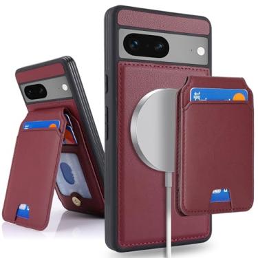 Imagem de SailorTech Capa para Google Pixel 7a com suporte para cartão de crédito, serve para celular Pixel 7a Capa de couro para mulheres compatível com carteira destacável 2 em 1 para homens - vermelha