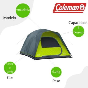 Imagem de Barraca Camping Amazônia Coleman 6 Pessoas - Cinza e Verde