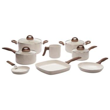 Imagem de Jogo de Panelas Brinox de Alumínio Vanilla - 8 Peças Ceramic Life Smar