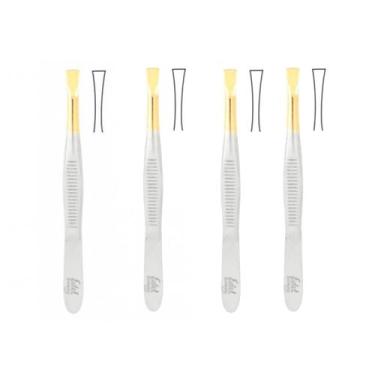 Imagem de Kit 4 Pinça Depilação Canelada Reta 9cm 2341.303 Solingen - Edel Solin