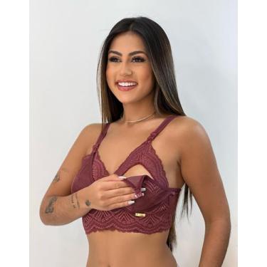 Imagem de Sutiã Amamentação Renda Click Abertura Gestante  - Charme Delas, P, Vi
