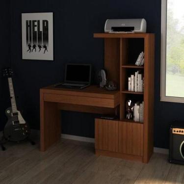 Imagem de Estante Escrivaninha com 1 Gaveta e 3 Nichos - Amêndoa - Tecno Mobili,