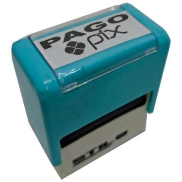Imagem de CARIMBOS AUTOMÁTICOS PAGO PIX - MEDIDA 38x14MM - Stilo, AZUL BEBE