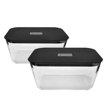 Imagem de Kit 2 Peças Pote Hermético 2,4 L Vidro Marmita Forno Freezer - OU, Pre