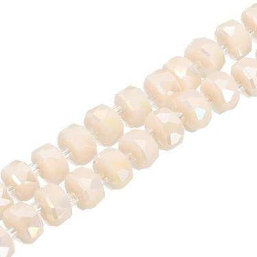 Imagem de PATIKIL Contas de vidro de cristal, contas de cristal Rondelle de 8 mm, fio de pedra preciosa lapidada facetada com contas espaçadoras para artesanato, pulseira, colar, porcelana de arroz