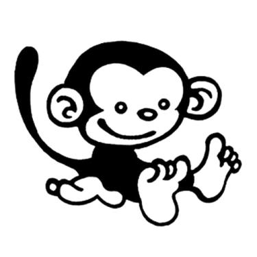 Imagem de Creative Concept Ideas Adesivo de vinil CCI fofo macaco bebê | carros caminhões vans paredes laptop|preto |14 x 11,4 cm|CCI2383
