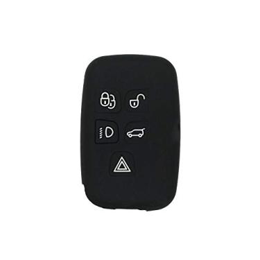 Imagem de SEGADEN Capa Protetora de Silicone Capa Suporte de Pele Jaqueta Compatível com Land Rover LR4 Range Rover 5 Botões Smart Remote Key Fob CV4982 Preto