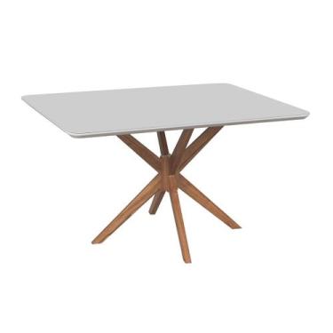 Imagem de Mesa de Jantar Tampo Laqueado Retangular 140x90 Yara Off White - Luka 