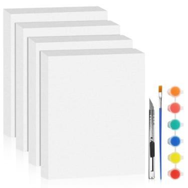 Imagem de LuckyFoam Pacote com 4 folhas de espuma branca, 38 x 30 x 5 cm, retângulos de poliestireno de 5 cm de espessura, placa de espuma XPS para isolamento de materiais de arte de modelagem DIY