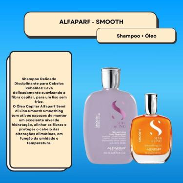 Imagem de Alfaparf Semi Di Lino Smoothing Rebel Hair Shampoo 250ml + Óleo Capilar 100ml