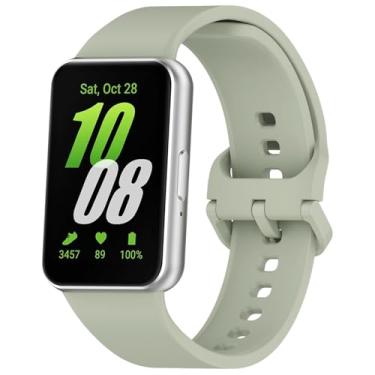 Imagem de Eiavike Pulseira esportiva de silicone para Samsung Galaxy Fit 3, pulseira de reposição ajustável para Galaxy Fit 3 SM-R390 feminino e masculino (cinza verde)