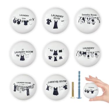 Imagem de Lasyman 8 unidades 1,5 varal de cerâmica puxador exclusivo retrô para lavagem de roupa roupa quarto preto e branco puxadores de gaveta de armário de móveis puxadores ou puxadores