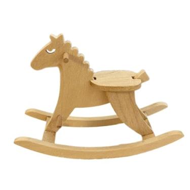 Imagem de WeiLaiKeQi Modelo de cavalo de balanço de madeira Mini rock rock haves figura artesanato artesanato caseiro coleções de presentes Decoração de mesa para gabinete