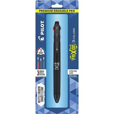 Imagem de Caneta FriXion Ball 3 de tinta gel apagável, ponta extrafina (0,5 mm), tinta preta/azul/vermelha, caneta única mais 3 recargas (14225)