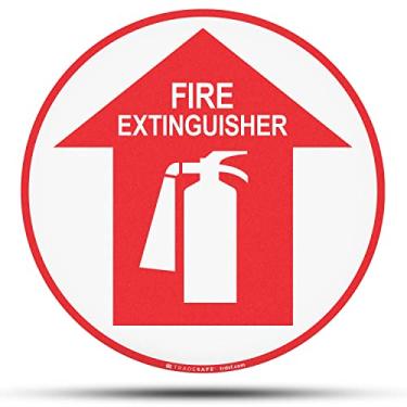 Imagem de TRADESAFE Adesivo de piso antiderrapante para extintor de incêndio - Sinal de extintor de incêndio, adesivo adesivo de vinil, compatível com ANSI, adesivo redondo de 43 cm de diâmetro