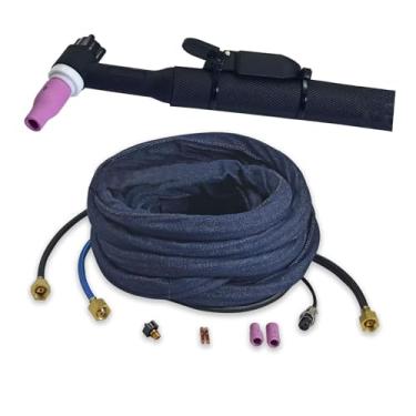 Imagem de Tocha de soldagem TIG resfriada a água WP 20 WP-20F 200amp corpo completo e flexível da cabeça 7,6 metros