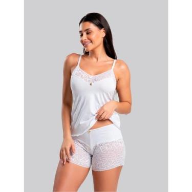 Imagem de Pijama Luxo Danusa IMI Lingerie  Short Doll Feminino com Renda e Micro