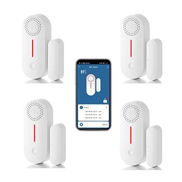 Imagem de SENCKIT Sensor De Alarme Porta Wi-Fi: Janela Inteligente Com 90 Db Em Tempo Real, Notificação Aplicativo, Contato Aberto Sem Fio Para Segurança Residencial, Alerta Roubo Compatível Alexa E Google (P