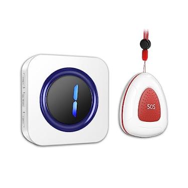Imagem de LIKEPAI Botão De Alerta Chamada Sem Fio Para Cuidador, Pager, Campainha, Idosos/Pacientes, 1 Receptor Display Digital Led Plug-In, Transmissor À Prova D'Água Sos, Pode Ser Expandido Faça Você Mesmo,