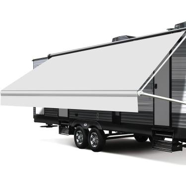 Imagem de Xenjum Substituição De Tecido Para Toldo Rv, Universal Vinil 18,5 Oz Atualizado Áreas Externas, Uso Elétrico E Manual (14 Pés (Tecido 13'2"), Branco)
