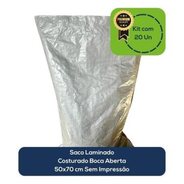 Imagem de Kit Com 20 Un Saco Laminado Costurado Boca Aberta Branco 50x70cm Sem I