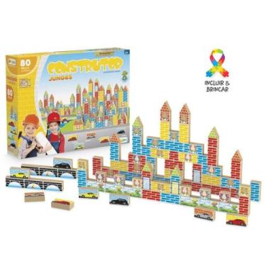 Imagem de Jogo em Blocos de montar de Madeira Construção 80 peças - Junges