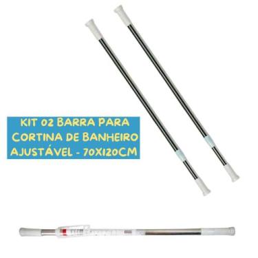 Imagem de Kit 02 Barras Para Cortina de Banheiro Ajustável Portas Gabinete Pia O