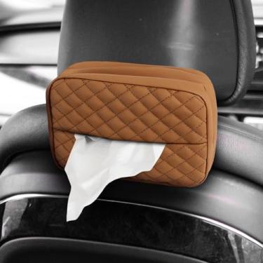 Imagem de Ongfuwu Porta-lenços de papel de carro grande para 120 lenços padrão, caixa de lenços de couro para banco traseiro, capa de guardanapo de carro, organizador de guardanapo automático, caixa de papel de