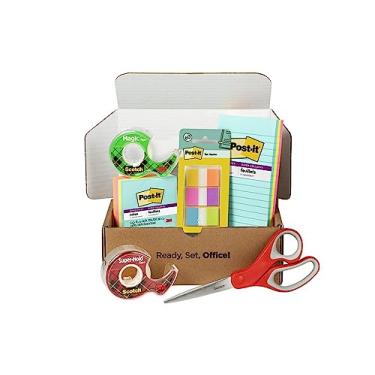Imagem de Post-it and Scotch Brand Essentials Pack, volta às aulas e material de escritório, inclui notas adesivas Post-it, bandeiras, fita Scotch Magic e Super Hold e tesouras multiuso