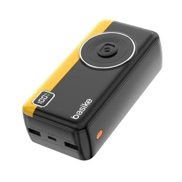 Imagem de Power Bank 30000mAh, Basike Carregador Portátil 2 Saídas USB-A(até 22.5W) + Tipo-C(até 22.5W) com Cabo, Carregamento Rápido, Led Indicador de Bateria Proteção Inteligente (Preto)