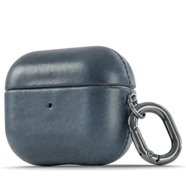 Imagem de Le Pelle - Capa de couro italiano premium feita à mão - para AirPods Pro (apenas 2ª geração) - Efeito de dois tons com pátina exclusiva ao longo do tempo - Azul névoa