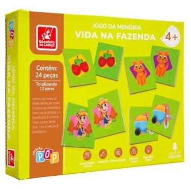 Imagem de Jogo Da Memoria Em Madeira Vida Na Fazenda 24Pcs - BRINC. DE CRIANCA