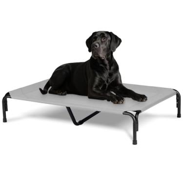 Imagem de PVY Cama elevada para cães ao ar livre, 2GG, berço elevado indestrutível com malha lavável, berço refrescante de verão, à prova de mastigação para acampamento ao ar livre, 129,5 cm, cinza