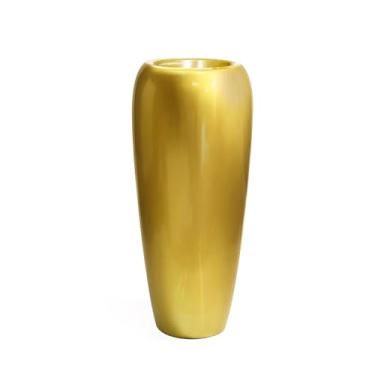 Imagem de Rocendlor Vaso de 35,4 polegadas de altura, vaso grande moderno, vaso de resina de piso dourado para plantas de jardim interno e externo, árvore, vaso de flores moderno (ouro)