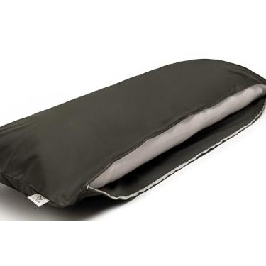 Imagem de LUNOA Capa de almofada corporal com zíper - Feita no Japão - 59"x20" (150 x 50 cm) - 100% algodão - Tecido grosso e opaco - Lavável - LU9150R Cinza