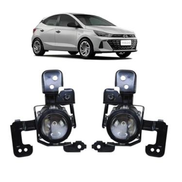 Imagem de Par Farol Auxiliar Milha Hb20 2023 Lente Lisa Vidro dir/esq