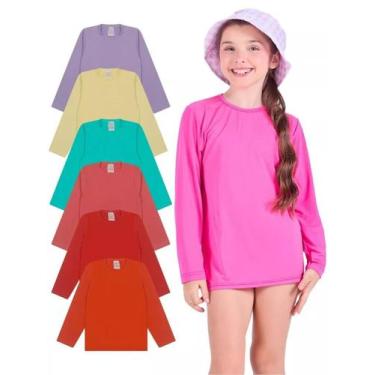 Imagem de Kit 2 Camisetas infantil Menina Proteção Manga Longa camisa termica me