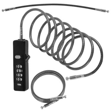 Imagem de Cadeado de combinação de cabos, cadeado com senha de cabo, cadeado de arame, cadeado de fio portátil, trava de segurança para bicicleta para alça de armário e armários de academia (preto)