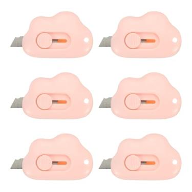 Imagem de PATIKIL Cortadores de caixa, 6 peças, abridor de cartas retrátil em forma de nuvem, pequeno abridor de envelope para corte de papel de abertura de envelope faça você mesmo, rosa (6 x 4 cm)